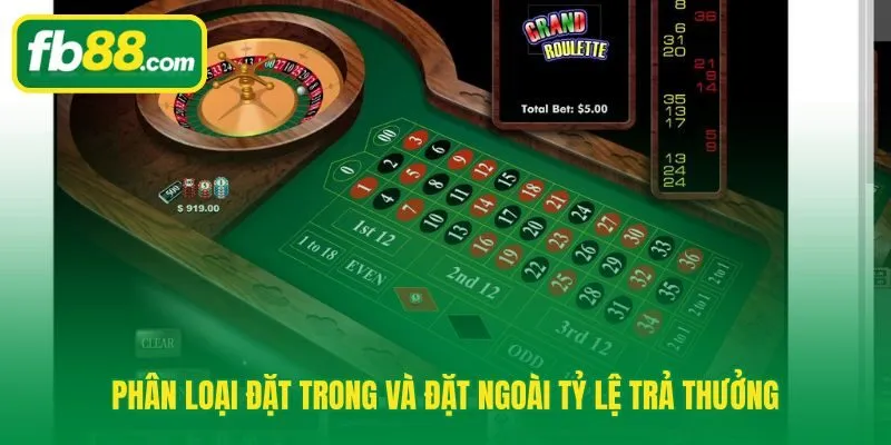 Cách đánh roulette qua phân biệt đặt trong 35:1 và đặt ngoài 1:1